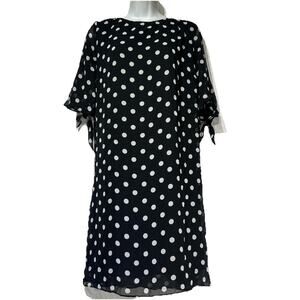 msk polka dot back criss cross cut out Ruffle Tie Sleeve dress size L